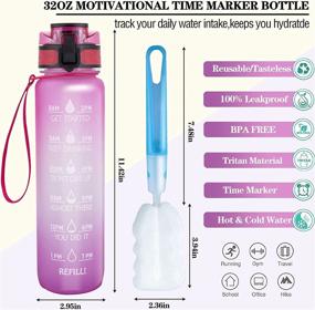 img 3 attached to Stay Hydrated with our 32oz Motivational Water Bottle – Time Marker, Removable Strainer, BPA Free Tritian, Leakproof, Non-Toxic – Ideal for Fitness, Gym and Outdoor Sports