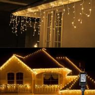 🎄 vanthylit icicle christmas lights: 320lt warm white led outdoor waterproof strip twinkle fairy lights - 8 modes for christmas holiday party decorations логотип