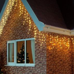 img 2 attached to 🎄 Vanthylit Icicle Christmas Lights: 320LT Warm White LED Outdoor Waterproof Strip Twinkle Fairy Lights - 8 Modes for Christmas Holiday Party Decorations