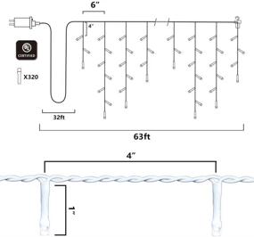 img 1 attached to 🎄 Vanthylit Icicle Christmas Lights: 320LT Warm White LED Outdoor Waterproof Strip Twinkle Fairy Lights - 8 Modes for Christmas Holiday Party Decorations