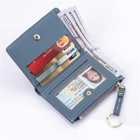 img 1 attached to 💙 Blue Bifold Leather Short Wallet for Women: Compact Lady Mini Purse with Coin Pocket and Key Ring