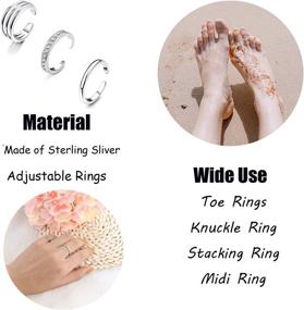 img 1 attached to 💍 Chic and Versatile: LOYALLOOK 925 Sterling Silver Adjustable Open Toe Rings Set for Women - Stunning CZ Embellishments!