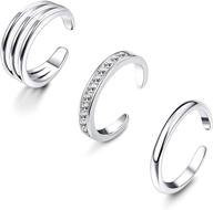 💍 chic and versatile: loyallook 925 sterling silver adjustable open toe rings set for women - stunning cz embellishments! logo