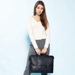 img 3 attached to Stylish 15.6 inch Laptop Bag for Women, Professional Multi-Pocket Briefcase, Black