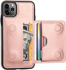 img 4 attached to 📱 KIHUWEY iPhone 11 Pro Max Wallet Case with Credit Card Holder, Premium Leather Kickstand, Durable Shockproof Protective Cover for iPhone 11 Pro Max 6.5 Inch (Rose Gold)