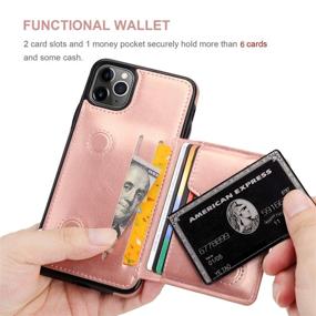 img 1 attached to 📱 KIHUWEY iPhone 11 Pro Max Wallet Case with Credit Card Holder, Premium Leather Kickstand, Durable Shockproof Protective Cover for iPhone 11 Pro Max 6.5 Inch (Rose Gold)