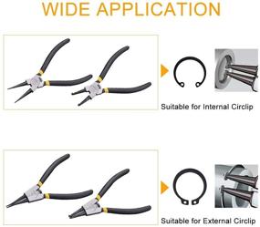 img 2 attached to Набор пассатижей с защелкой на 7 дюймов - 4-х предметный комплект для внутренних / внешних замковых колец - плоскогубцы прямые / загнутые - пассатижи для снятия и удержания кольца - в комплекте с сумкой для хранения