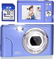 📷 compact portable digital camera, 1080p fhd 36.0 mp vlogging camera with 16x digital zoom, rechargeable mini camera for kids, pocket camera for students and teenagers - purple (includes 32gb sd card) logo