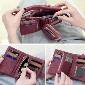 img 2 attached to 👛 Женские кожаные бивалютные кошельки с петелькой на запястье - Женские сумки и кошельки