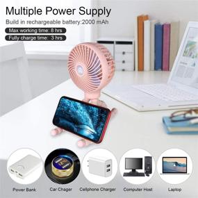 img 1 attached to 🌬️ Portable Mini Stroller Fan with Flexible Tripod, USB Rechargeable Personal Desk Fan – Adjustable 3 Speeds for Camping, Car Seat, Crib, Bike, Treadmill, Gym (Pink)