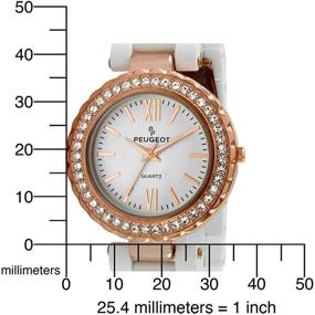 img 1 attached to Stylish Peugeot Women's Rose Gold Watch with Ceramix Crystal Bezel and White Acrylic Bracelet: A Perfect Timepiece for Fashionable Females