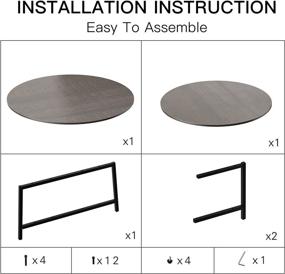 img 1 attached to 35 Inch Round Rustic Wooden Coffee Table with Metal Legs - Modern Design for Living Room Furniture, Easy Assembly, 2-Tier Storage Open Shelf, Vintage Industrial Style