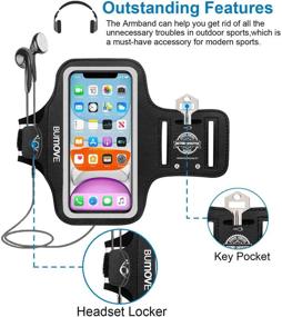 img 3 attached to 📱 iPhone 11/XR Armband - BUMOVE Gym Sports Cell Phone Arm Band for Running Workouts with Key/Card Holder (Black)