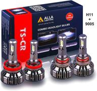 🔆 alla lighting h11 and 9005 led bulbs combo: upgrade your high beam & low beam with xtreme super brightness - 6000k xenon white logo