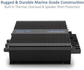 img 1 attached to 🔊 Pyle PFMRA640BB - 600W RMS 4 OHM Full Range Stereo Marine Amplifier with Bluetooth, LCD Screen, and Rotary Control for Volume, Bass, and Treble