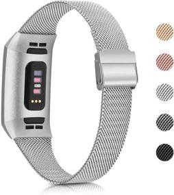 img 2 attached to Meliya Metal Slim Bands Compatible For Fitbit Charge 4 / Fitbit Charge 3 / Charge 3 SE