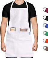 🍳 kitchen aprons for women and men with 2 pockets, 2pcs cotton cooking chef's apron - xl size waterproof adjustable bid plain apron for baking, gardening, restaurant, bbq - white 1pcs логотип