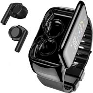 умные часы с беспроводными наушниками bluetooth: браслет трекера фитнеса 2 в 1 и наушники-браслет для сна с музыкой логотип