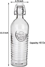 img 3 attached to 🍶 Nicunom 4 Pack Flip Top Glass Bottle – 40 Oz. / 1.2 Liter Clear Pitcher for Beverages, Kombucha, Beer, Water, Soda, Oils – Airtight Seal & Metal Clamp