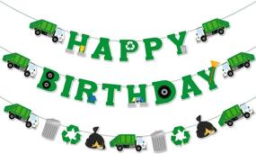 img 4 attached to 🚛 Trash Truck Party Supplies Set of 3 - Garbage Truck Birthday Banner, Waste Management and Recycling Decorations