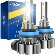 zoncar h11/h8/h16 led fog light bulbs - 5000 lumens 6000k xenon white (pack of 2) logo