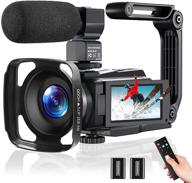 ultimate video camera 4k camcorder: 48mp 60fps, wifi, night vision, touch screen, vlog w/ mic, stabilizer, remote logo