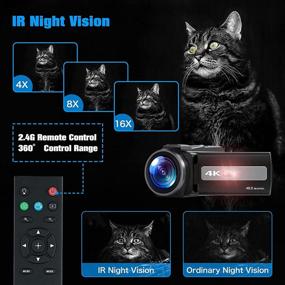 img 1 attached to Ultimate Video Camera 4K Camcorder: 48MP 60FPS, WiFi, Night Vision, Touch Screen, Vlog w/ Mic, Stabilizer, Remote