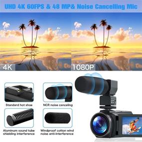 img 3 attached to Ultimate Video Camera 4K Camcorder: 48MP 60FPS, WiFi, Night Vision, Touch Screen, Vlog w/ Mic, Stabilizer, Remote