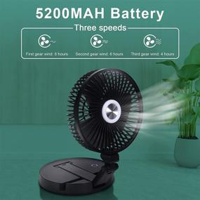 img 3 attached to 🔌 Foldable Desk Fan with Light and Mobile Phone Holder - 3 in 1 Combo, Rechargeable 5200mAh Battery Powered, USB Folding Fan with 3 Speeds and 3 Light Brightness
