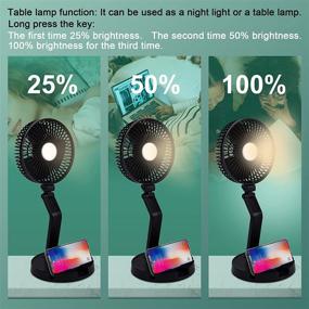 img 1 attached to 🔌 Foldable Desk Fan with Light and Mobile Phone Holder - 3 in 1 Combo, Rechargeable 5200mAh Battery Powered, USB Folding Fan with 3 Speeds and 3 Light Brightness