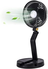 img 4 attached to 🔌 Foldable Desk Fan with Light and Mobile Phone Holder - 3 in 1 Combo, Rechargeable 5200mAh Battery Powered, USB Folding Fan with 3 Speeds and 3 Light Brightness