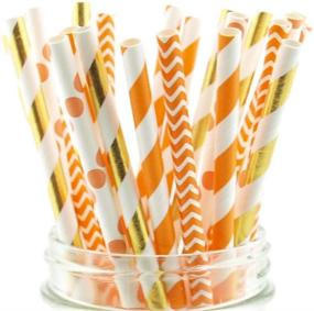 img 2 attached to Enhance Your Thanksgiving Table Decor with 25 Pack of Fall Leaf Autumn Wedding Party Supplies - Thanksgiving Dinner Straws in Orange & Gold Assorted Paper Straws