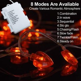 img 2 attached to 💡 TURNMEON 2-Pack 16.4Ft 40Led Valentine's Day Decoration Lights for Home Outdoor - 8 Modes, Heart String Lights Battery Operated Valentines Day Decor for Home