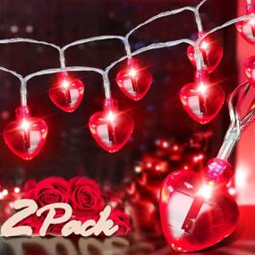 img 4 attached to 💡 TURNMEON 2-Pack 16.4Ft 40Led Valentine's Day Decoration Lights for Home Outdoor - 8 Modes, Heart String Lights Battery Operated Valentines Day Decor for Home