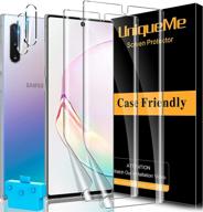 📱 [2+2 пакет] uniqueme защитная пленка для экрана и камеры samsung galaxy note 10 plus/note 10+ / note 10 plus 5g - [поддержка сканера отпечатков пальцев] гибкая мягкая пленка из тпу логотип