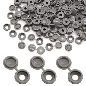 img 4 attached to 600 Pcs Plastic Hinged Screw Cover Caps Fold Screw Snap Covers Washer Flip Tops (Dark Gray)