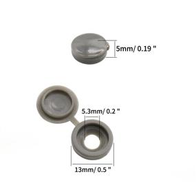 img 3 attached to 600 Pcs Plastic Hinged Screw Cover Caps Fold Screw Snap Covers Washer Flip Tops (Dark Gray)