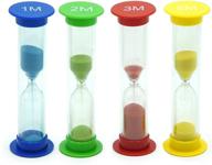 🕒 teacher's favorite sand timer set - pack of 4 small colorful hourglass acrylic covered clocks - 1min, 2min, 3min, 5min - ideal for classroom, home & kids room logo