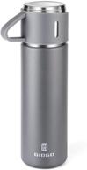 🧊 500ml/16.9oz gray stainless steel thermo vacuum insulated bottle with cup - ideal for coffee, hot drinks, cold drinks - water flask (single) логотип