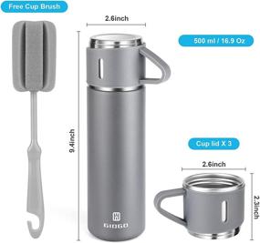 img 3 attached to 🧊 500ml/16.9oz Gray Stainless Steel Thermo Vacuum Insulated Bottle with Cup - Ideal for Coffee, Hot Drinks, Cold Drinks - Water Flask (Single)