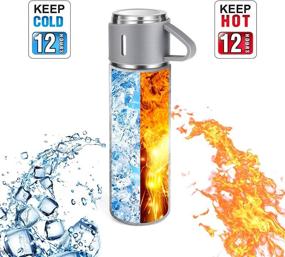 img 1 attached to 🧊 500ml/16.9oz Gray Stainless Steel Thermo Vacuum Insulated Bottle with Cup - Ideal for Coffee, Hot Drinks, Cold Drinks - Water Flask (Single)