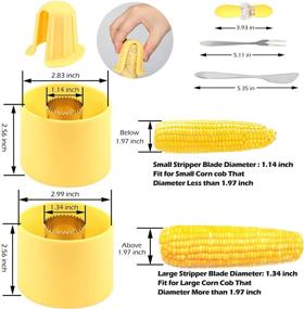 img 1 attached to 🌽 Corn Stripper Tool with 2 Adjustable Sizes for Small or Large Corn Ears | Upgraded, Reinforced Corn Cob Stripper Peeler Cutter with Corn On the Cob Holders & Dessert Fork Knife | 11PCS Set