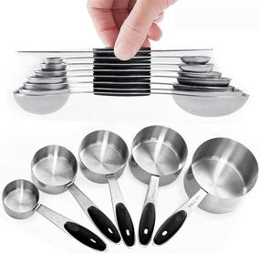 img 3 attached to Efficient and Stylish Warmheart 5-Cup Stainless Steel Measuring Cups and 7-Spoon Set with Magnetic Leveler