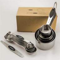 efficient and stylish warmheart 5-cup stainless steel measuring cups and 7-spoon set with magnetic leveler logo