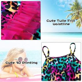 img 1 attached to 👙 SwimSobo Girls' Swimsuits: One Piece Bikini with 3D Printed Halter Sunsuit, Ruffle Tulle Frill, 3-10T