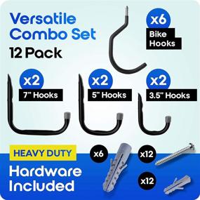 img 3 attached to 🔧 Inovastik Heavy-Duty Storage Hooks - 12 Pack Combo Set for Bikes, Tools & Ladders - Ceiling & Wall Mounts included!