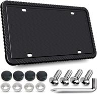 🔒 rust-proof silicone license plate frame - universal american auto holder, black frame cover front & rear tag, rattle-proof, weather-proof with license screws, caps logo