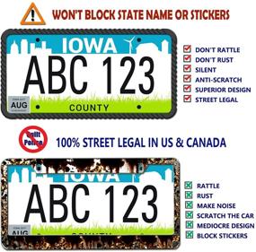 img 1 attached to 🔒 Rust-Proof Silicone License Plate Frame - Universal American Auto Holder, Black Frame Cover Front & Rear Tag, Rattle-Proof, Weather-Proof with License Screws, Caps