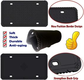 img 3 attached to 🔒 Rust-Proof Silicone License Plate Frame - Universal American Auto Holder, Black Frame Cover Front & Rear Tag, Rattle-Proof, Weather-Proof with License Screws, Caps