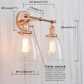 img 3 attached to Permo Double Sconce Vintage Industrial Antique 2-Lights Wall Sconces With Oval Cone Clear Glass Shade (Copper)